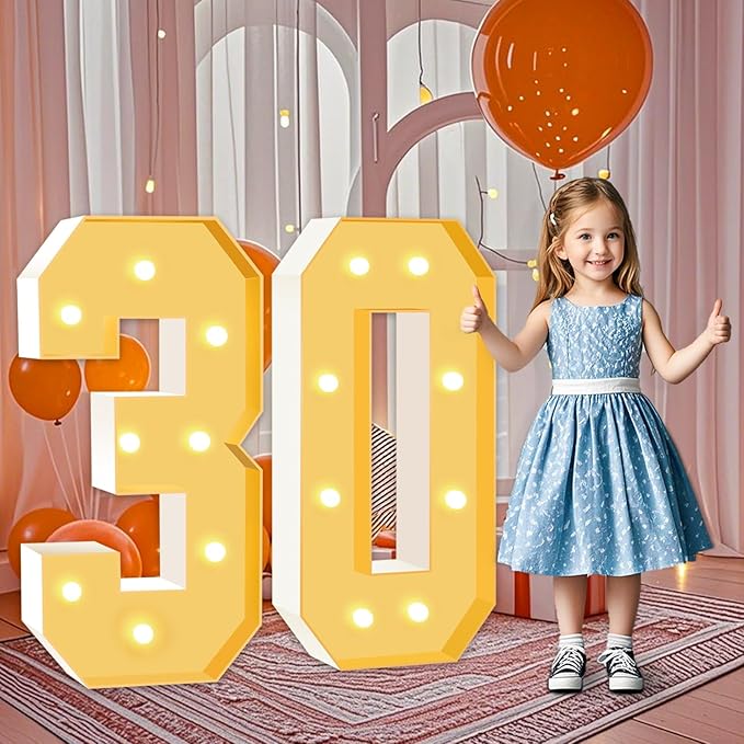 3FT Marquee Numbers 30, Large Light Up Numbers 30th Birthday Decorations by HITINO