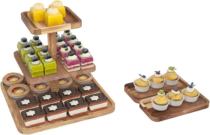 Acacia Wood 3 Tier Cupcake Stand - Image 4