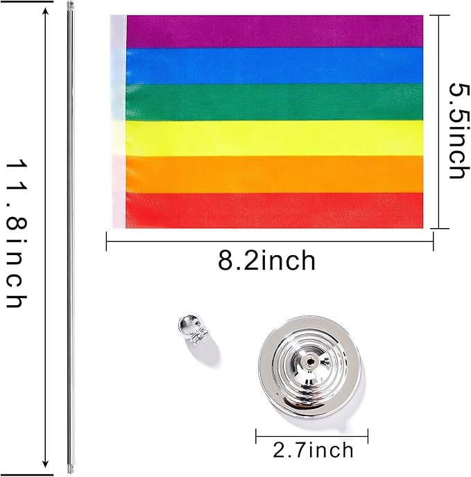 ZXvZYT 2 Pack Pride Rainbow flag Gay table flag, Small Mini LGBT Desk Flags - Image 2