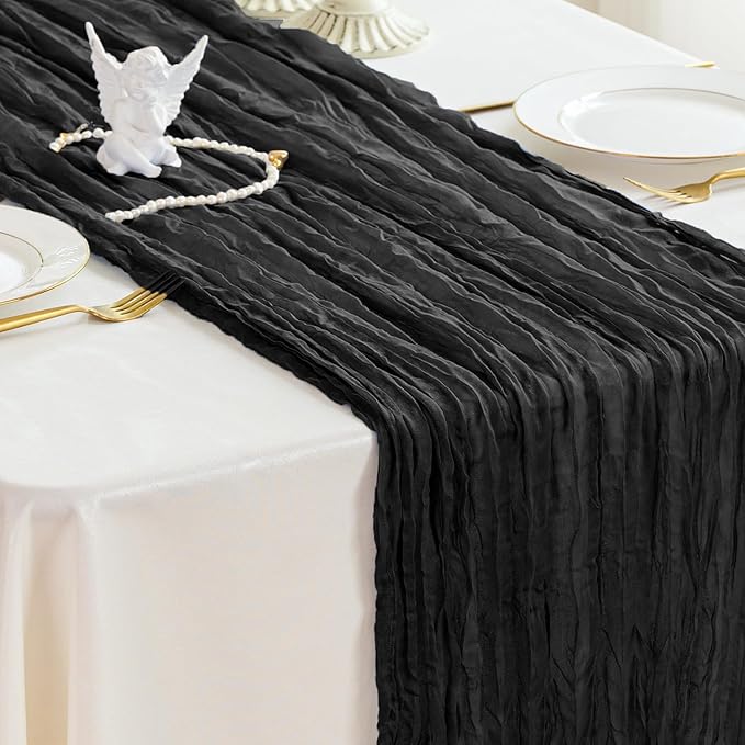 Sioloc Black Cheesecloth Table Runner Fall Autumn Decor - Image 6