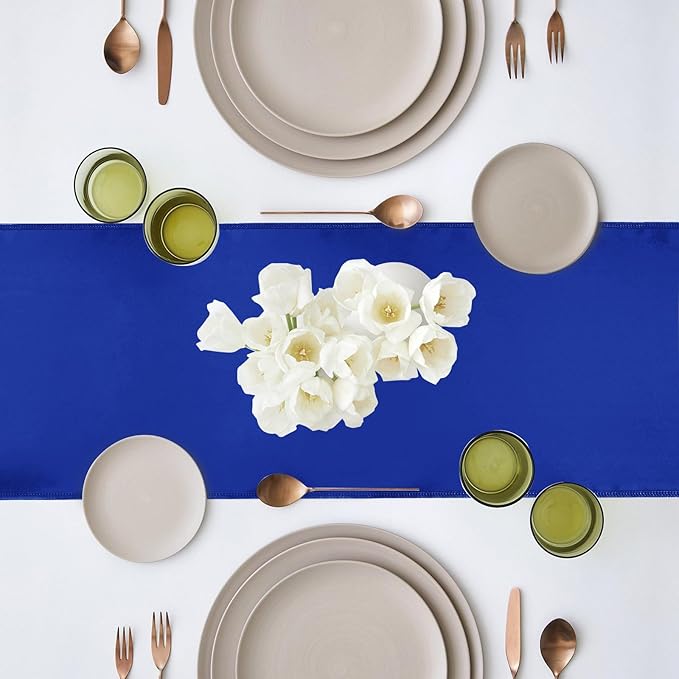10 Pack Satin Table Runner 12 x 108 Inch Long Royal Blue Silk Table Runner - Image 6