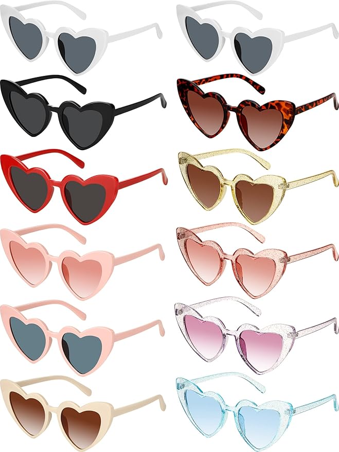 Flutesan 12 Pack Bachelorette Sunglasses Bride Bridesmaid Heart Shaped by Flutesan