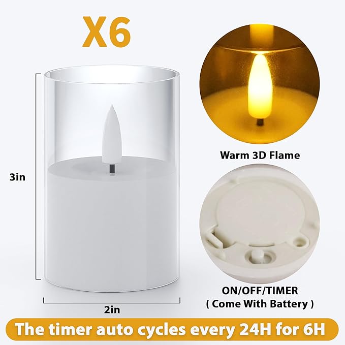 6Pack Flickering Flameless LED Candles - Image 3