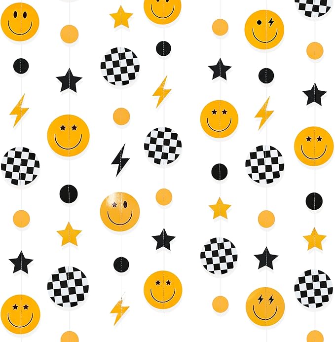 One Happy Dude 1st Birthday Decorations Black Yellow Smile Face Lightning Star by pinkblume