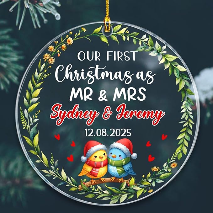 Our First Christmas As Mr & Mrs Ornament 2025, Personalized 1st Christmas As Mr by BixDori