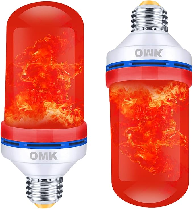 OMK - Christmas Decor LED Flame Effect Light Bulbs - Upgraded 4 Modes Fire by OMK