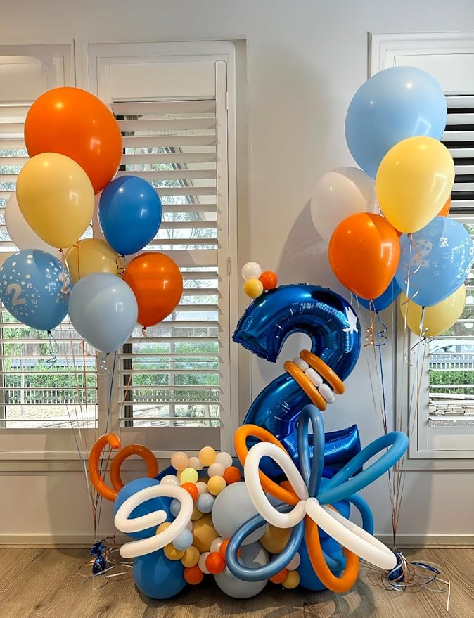Blue and Orange Balloons – 12 Inch Blue Orange Balloons Set Thick Nude Balloon - Image 2