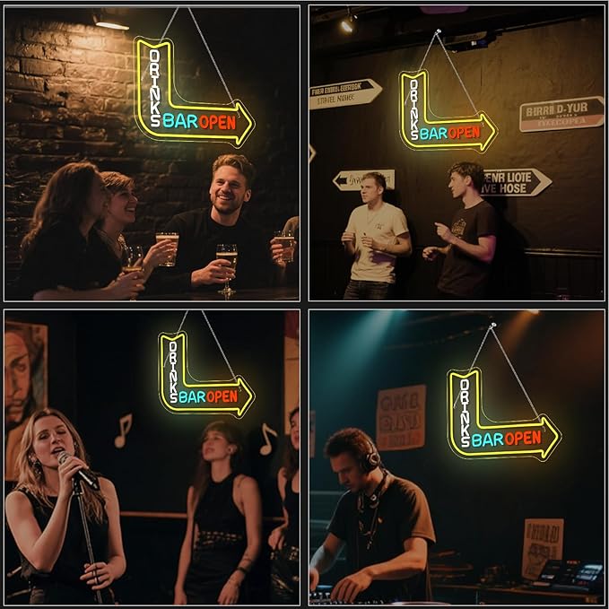 Looklight Drinks Bar Open Neon Sign - Image 4