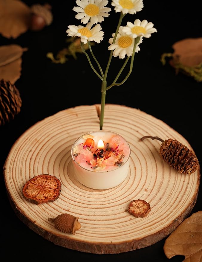 Tealight Candles with Crystals and Herbs, Handmade Energy Candles. - Image 4