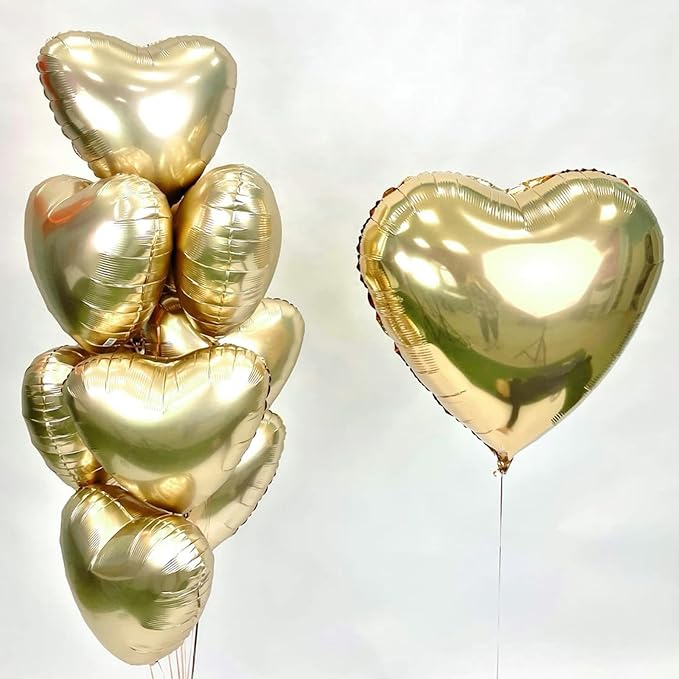Gold White Heart Balloons - Image 7