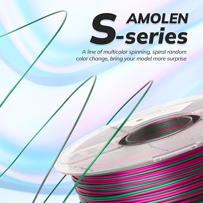 AMOLEN Silk PLA 3D Printer Filament, Shiny Multicolor Rainbow PLA Filament - Image 3