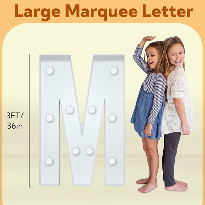 Marquee Letters 3 Feet Tall Large Light Up Letters M Wedding Mr and Mrs Sign - Image 7