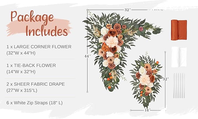 Wedding Arch Flowers with Drapes Kit - Image 5