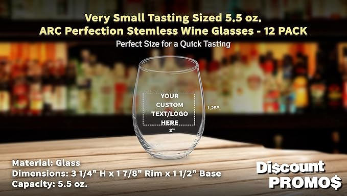 Custom Stemless Wine Glasses by ARC 5.5 oz. Set of 12, Personalized Bulk Pack - Image 4