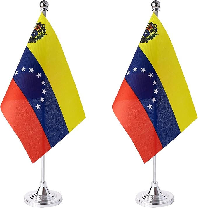 ZXvZYT 2 Pack Venezuela flag Venezuelans Table Flag Small Mini Venezuelans Desk by ZXvZYT