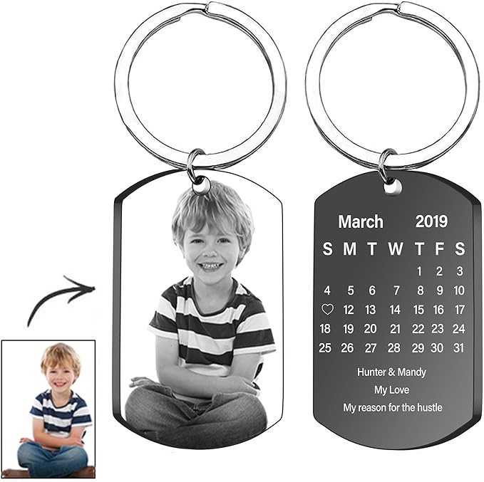 Personalized Double-sided Photo Text+Icons Keychain Drive Safe Boy Girlfriend - Image 2