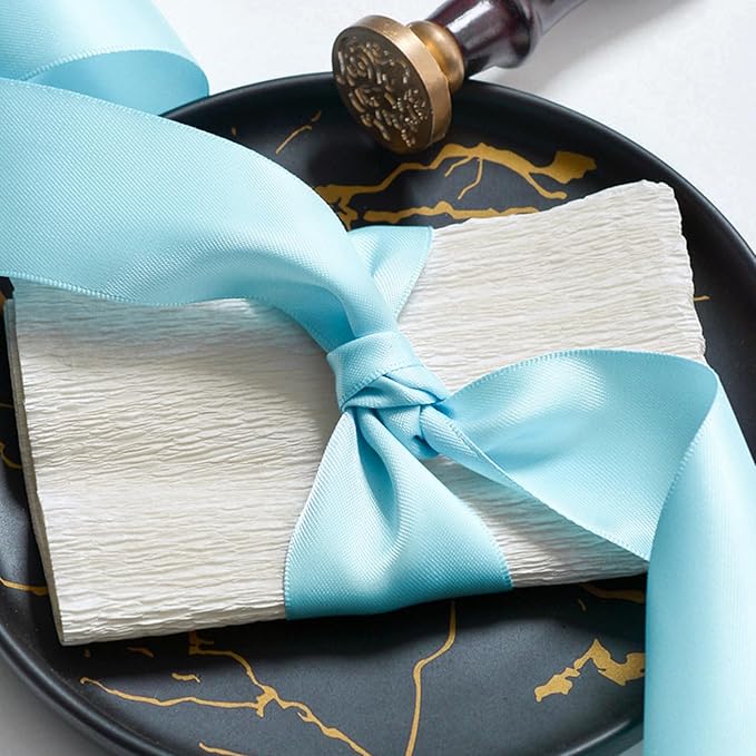 1-1/2" x 50 Yards Light Blue Satin Ribbon Single Faced Fabric Ribbons - Image 5