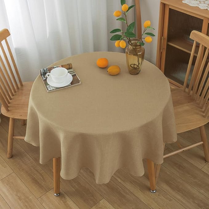 NLMUVW Round Linen Tablecloth 36 Inch, Small Tan Table Cloth Farmhouse Water - Image 6
