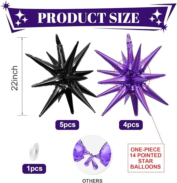 Black Purple Star Balloons - Image 2