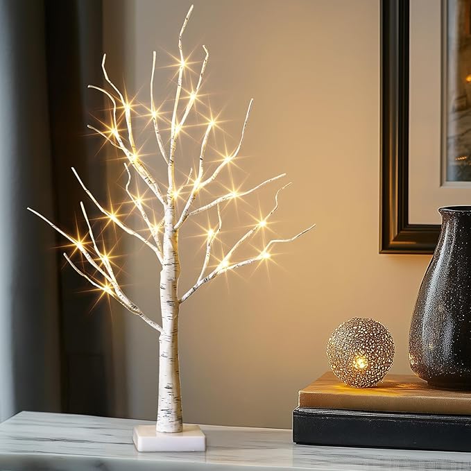 Vanthylit Lighted Birch Tree Battery Powered Tabletop Tree Decorations - Image 8
