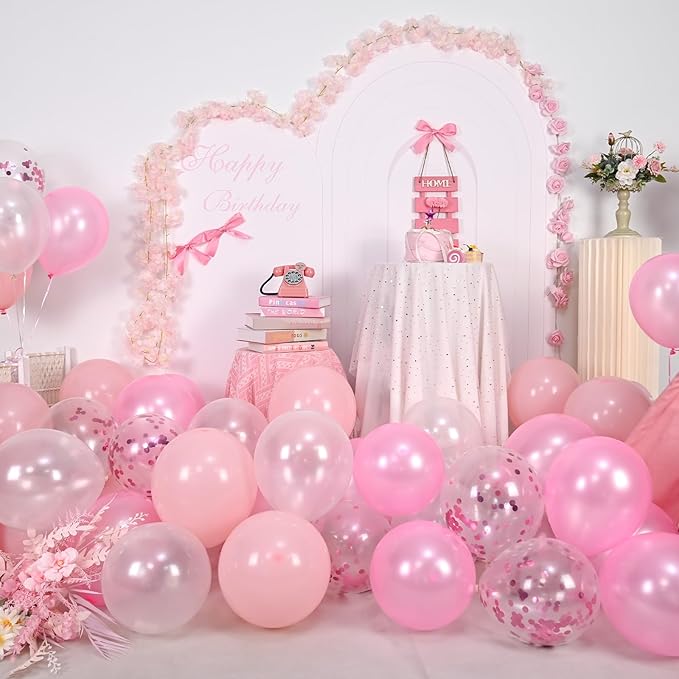 Balloons Pink and White, 60 Packs 12 Inch Light Pink White Balloons - Image 6