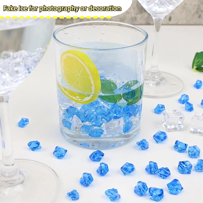 YATOJUZI 500pcs Fake Ice Cubes Blue Acrylic Crushed Rocks Vase Fillers Plastic - Image 3