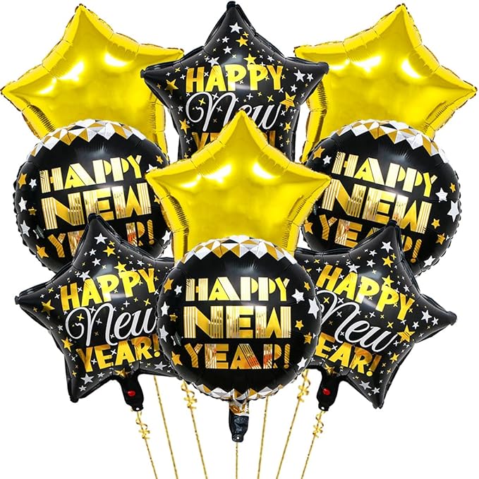 Happy New Years Balloons Set, Large Happy New Year Foil Balloons, New Year by Eostankr