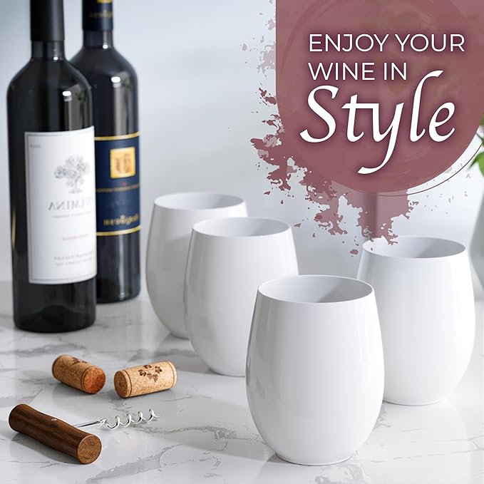 Exquisite 48 Pcs Unbreakable Stemless Plastic Wine Glasses Disposable Wine - Image 6