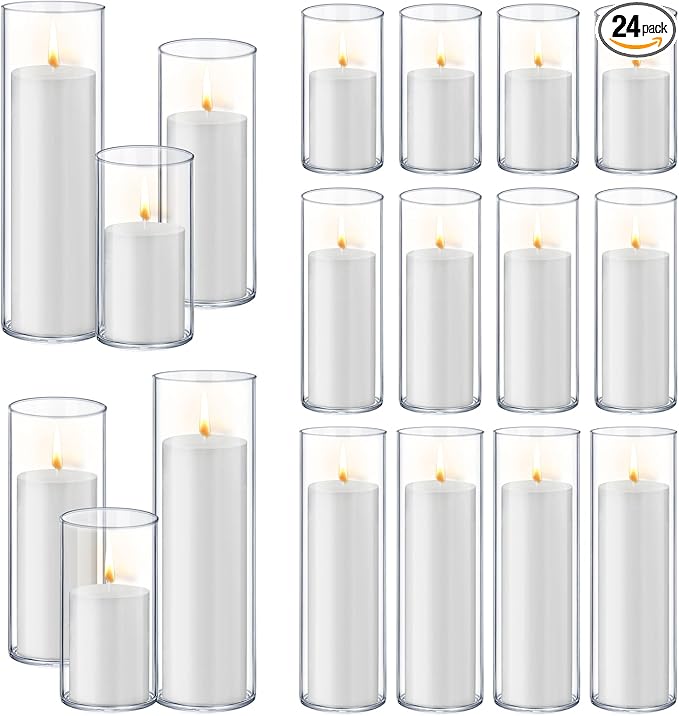 36 PCS White Pillar Candles by Homjoy