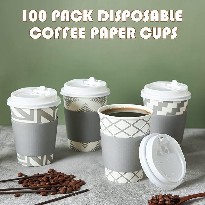 LITOPAK 100 Pack 12 oz Paper Coffee Cups - Image 6