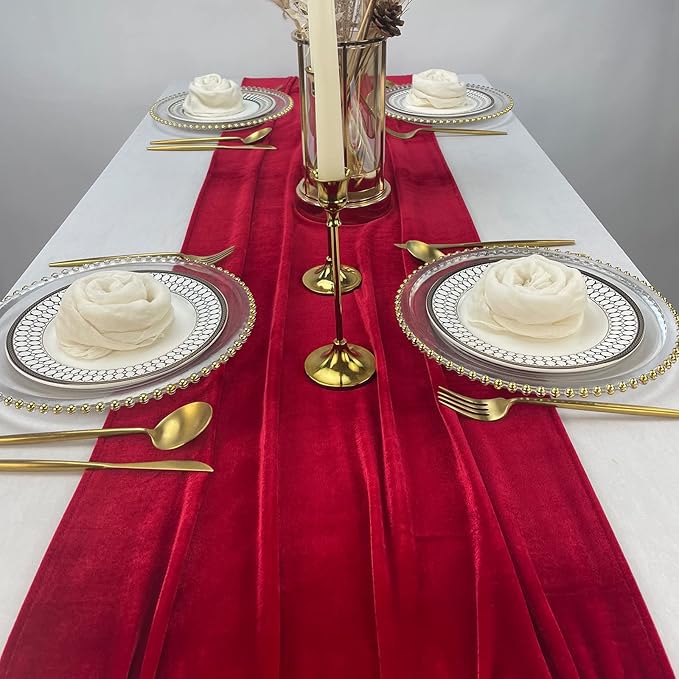 Velvet Table Runner, 10ft Luxurious Wedding Reception Decorations Soft Velvet - Image 6