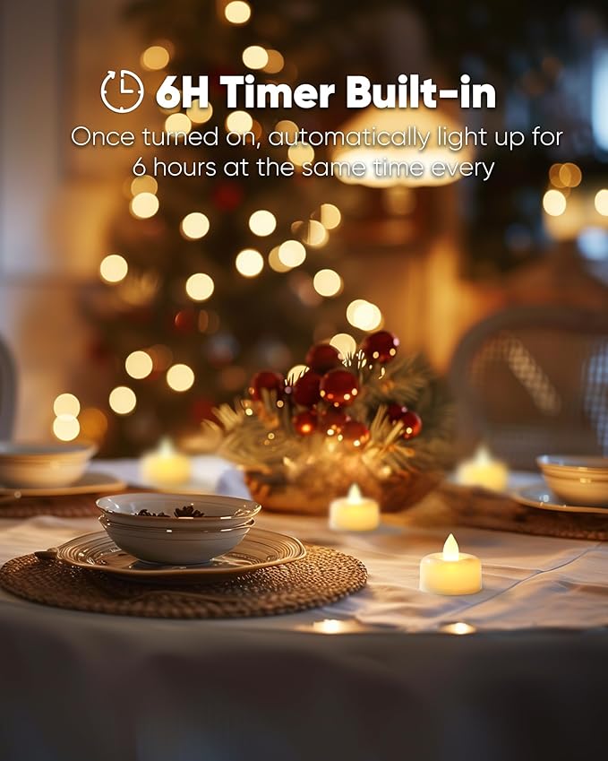 Amagic 12 Pack Timer Tea Lights Candles Battery Operated Candles - Image 6