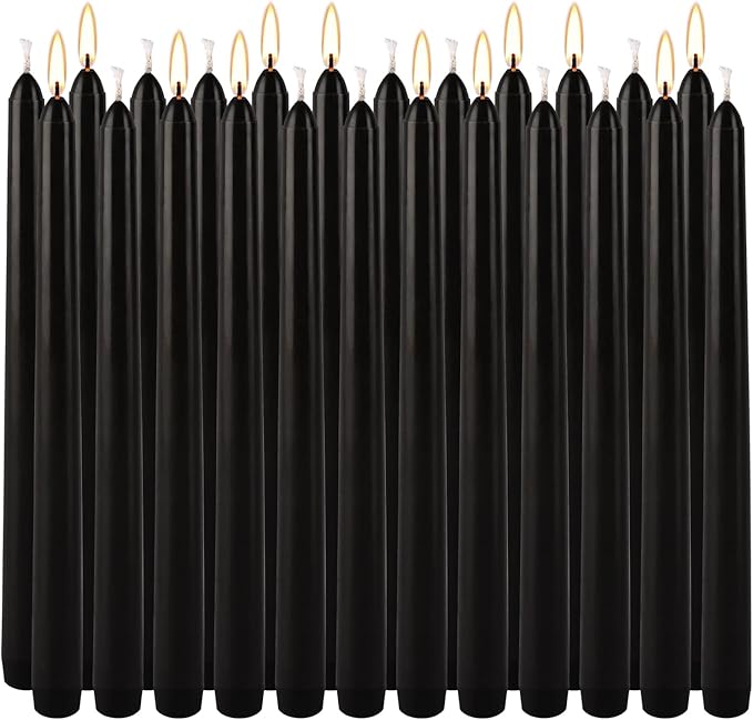 24 Pack Black Taper Candles, 7-8 Hours Burn Time, Smokeless and Dripless - Image 6