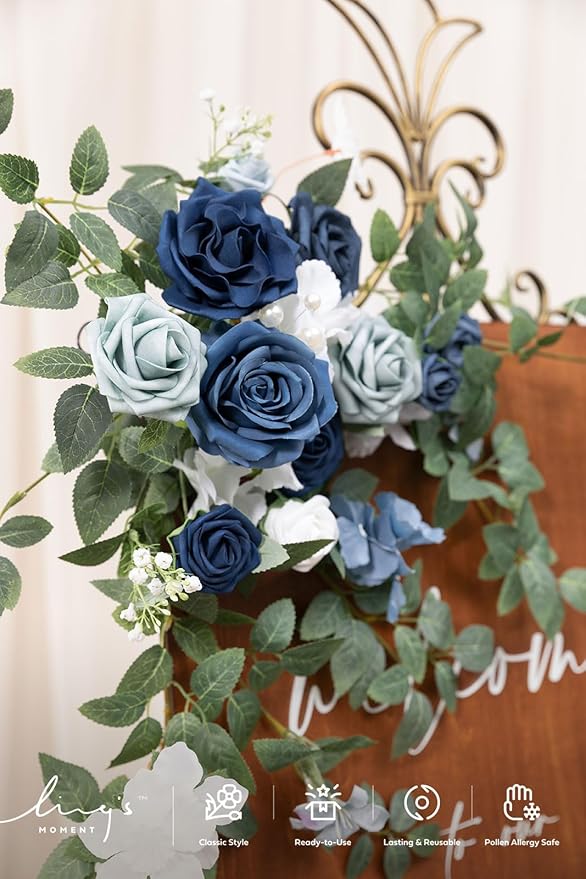 Ling's moment 2pcs Wedding Flowers Garland Artificial Floral Swag Arch - Image 3