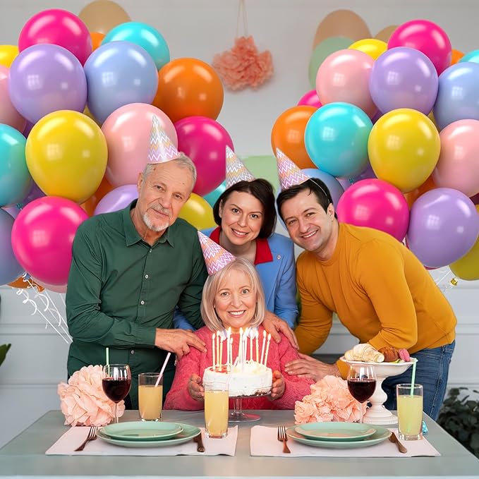 Tropical Balloons, 12 Inch Multicolor Rainbow Ballons Fruit Green Slate Blue - Image 7