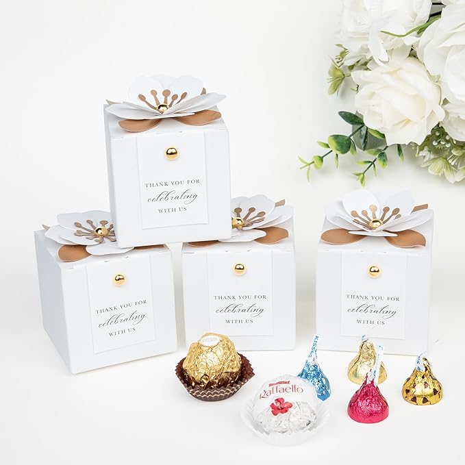 FEIYI 20 PCS Candy Boxes, 3 In 1 White Favor Boxes - Image 4