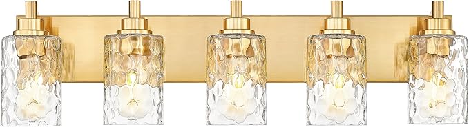 5-Light Bathroom Light Fixtures, 30 Inch Brushed Gold Vanity Lights by Metwet