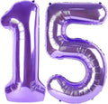 Purple Number 15 Balloon 40 Inch Birthday Decorations, Number 15 Balloon by Upgesy