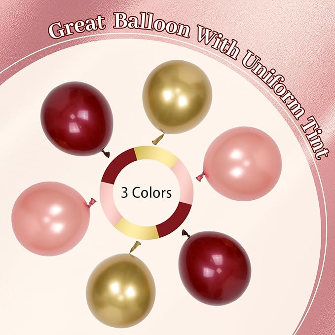 60pcs Burgundy and gold Balloons 12inch - Image 4