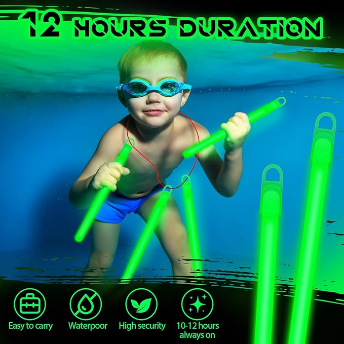 Lewtemi 4" or 6" 100 Pack Bright Glow Sticks Bulk, Glow in The Dark Party - Image 4