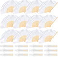 12 Pieces White Hand Held Bamboo Folding Fans Paper Fans Handheld by Bringsparkletoeverydaylife