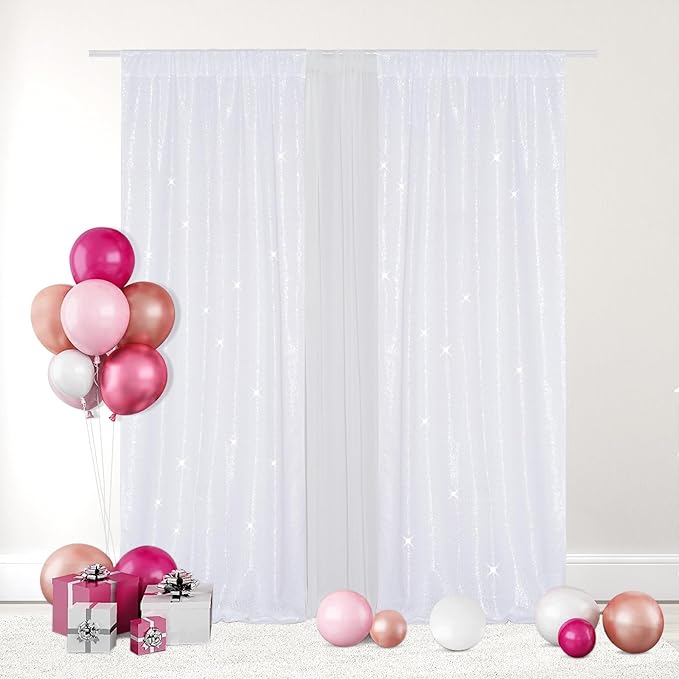 Eternal Beauty 2 PCS Sequin Backdrop Curtain, Sequin Wedding Backdrop - Image 2