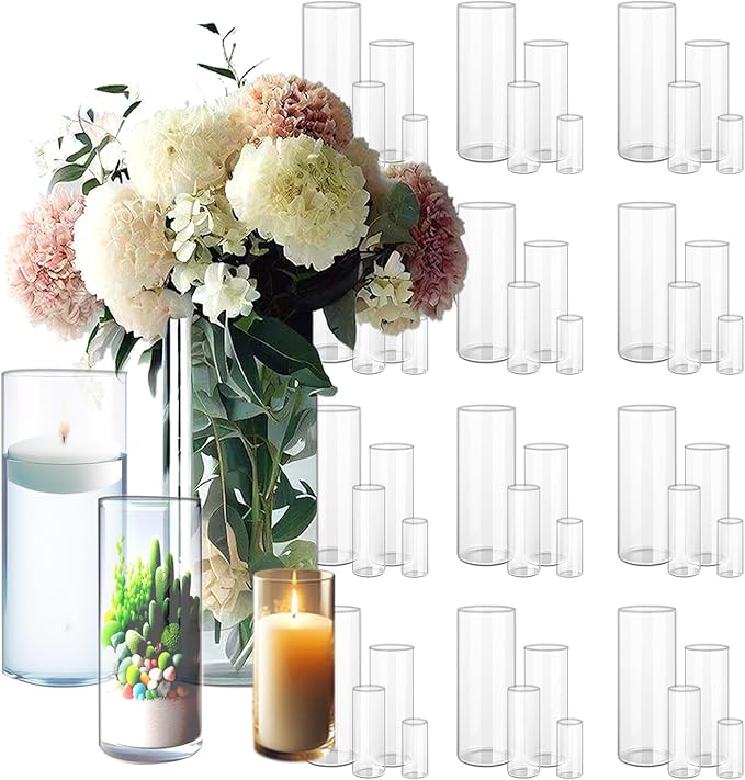 48 Pack Clear Glass Cylinder Vases by Sandraheer