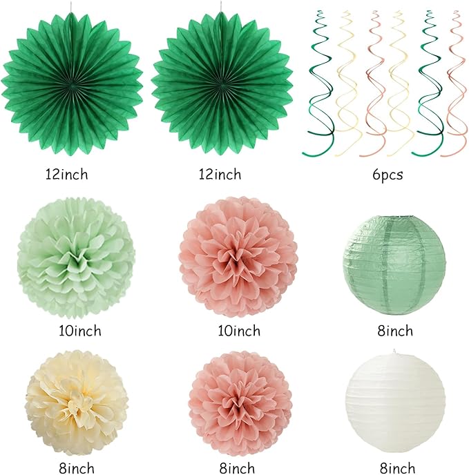 Olive Sage-Green Beige Happy-Birthday Party-Decorations - Image 4