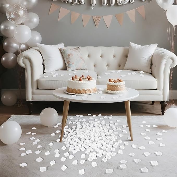 1000 Pcs White Rose Petals Artificial Silk Flower Petals Romantic Decorations - Image 4
