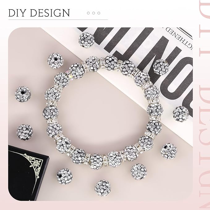 200pcs 10mm Black White Rhinestone Beads - Image 4