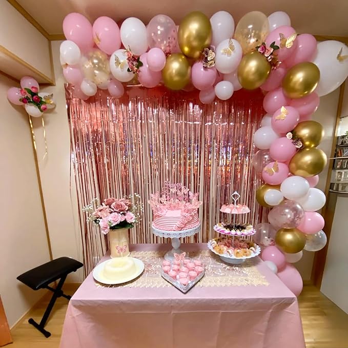 Netnology Pink Gold Confetti Balloons Set - Image 3