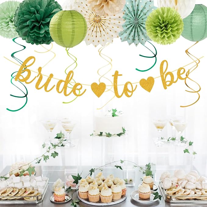 Sage Green Champagne-Gold Bachelorette Party-Decorations - Image 5