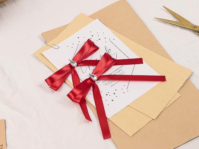 Red Satin Ribbon 3/8 inch X Continuous 100 Yards, Single Face Polyester Ribbon - Image 7