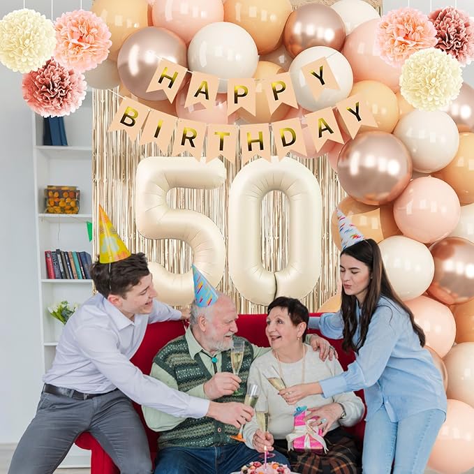 Beige 50th Birthday Decorations - Image 6